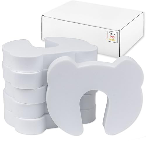 Türstopper für Kinder und Haustiere, 6 Stück, in Weiß, aus Schaumstoff, Finger Einklemmschutz, für Zimmertüren und Schiebetüren, Fingerklemmschutz für Türdicken von 25-50 mm, Kindersicherung Tür