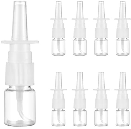 ULTECHNOVO 5ml Nasal Spray Bottles, 20 PCS Leak-Proof Fine Mist Refillable Empty Plastic Containers for Saline Rinse, Travel & Nose Cleaning - Durable & Portable