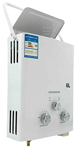 SUDEG Tankless Hot Water Heater,6L Portable Propane Gas Water Heater Propane LPG Gas Instant for Outdoor Camping Shower Household Gas Heater with Shower Head for Outdoor Use