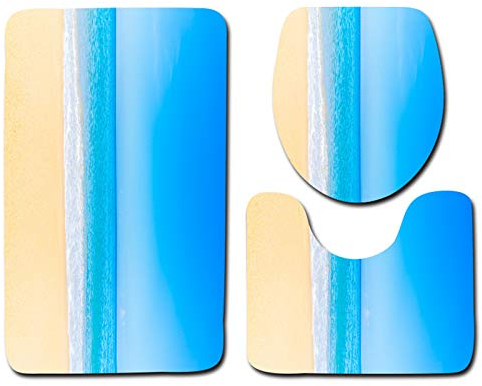 SWECOMZE Badematten Set 3 teilige Stand-WC Badgarnitur mit WC-Deckelbezug Set, Badezimmergarnitur, Badematten, Badteppich inkl. WC-Vorleger (Farbe-4,45x75cm)