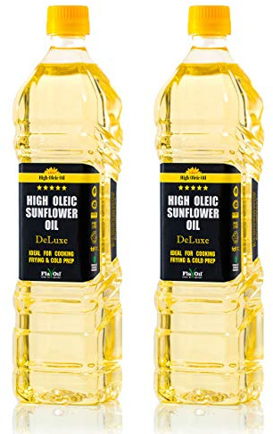 FlavOil High Oleic Sunflower Oil 850ml - Healthy High-Performance Plant-Based Oil for Cooking, Roasting, Frying, Baking, Dressing - Omega 9 and Vitamins -High Oleic Sunflower Seeds (2 PACK)