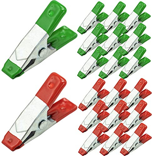 Morsetti a molla in metallo per lavori pesanti, con rivestimento in gomma, morsetti in legno per teloni, campeggio, lavorazione del legno, strumento per modellismo, 20 pezzi (verde e rosso)