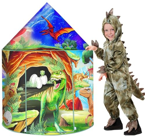 Dinosaurier Kinderzelt Spielzelt Für Jungen Und Mädchen Pop-Up Zelt Für Drinnen & Draußen,Faltbares Spielhaus kinderzimmer Spielzeug Mit Tragbarer Tasche & Aufkleber Für Kleinkinder Kinder
