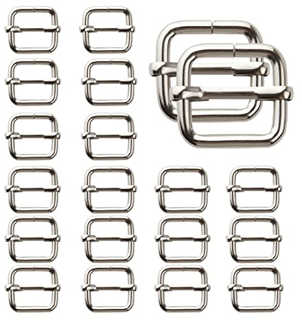 TAIYOU 20 Piezas Hebillas metálicas Metal Ajustable Slide Hebilla Correa Hebilla Deslizante 20mm para Bolsos Monederos Cinturones Mochilas Collar para Mascotas - Plata