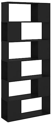 vidaXL Book Cabinet Room Divider Home Living Room Office Furniture Room Partition Privacy Screen Bookshelf Side Cabinet Book Rack Black Chipboard