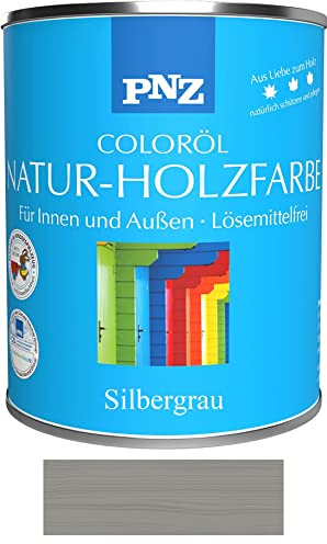 PNZ Natur-Holzfarbe Coloröl Holzschutz von Gartenwelt Riegelsberger Holzlasur UV-Schutz Premiumklasse Silbergrau 2,5 Liter