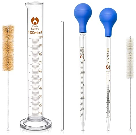 6 Stück Glas Pipetten,Transfer Pipette Dropper Tropfpipette,Glas Pipette Dropper,Messpipetten mit Bürsten,Measuring Pipette,für Labor Lebensmittel Forschung Medizin Schule