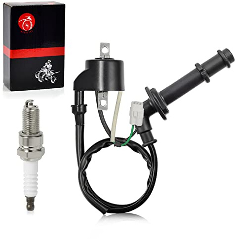 Ignition Coil Pack & Spark Plug Cap Compatible with Suzuki Quadracer 450 LTR450 2006-2009 RMZ 450 RM-Z450 L0/L1/K8/K9 2005-2012 33410-45G00 33510-35G00 33410-35G10 33510-28H00