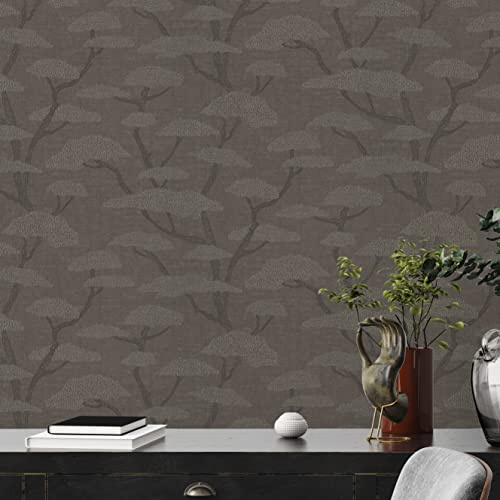 A.S. Création Baum-Tapete Anthrazit Grau Schwarz Nara 387415 Tapete Floral Vliestapete 10,05 m x 0,53 m Made in Germany