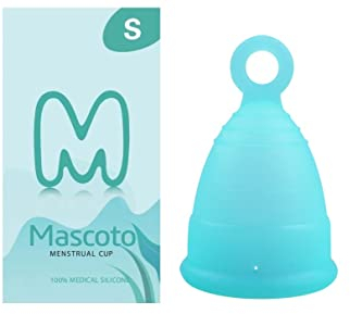 Mascoto® New Shape Ultra Comfortable Menstrual Cup with Ring, Made from Medical-Grade Silicone, BPA Free, Reusable, Tampon and Pad Alternative (XS)