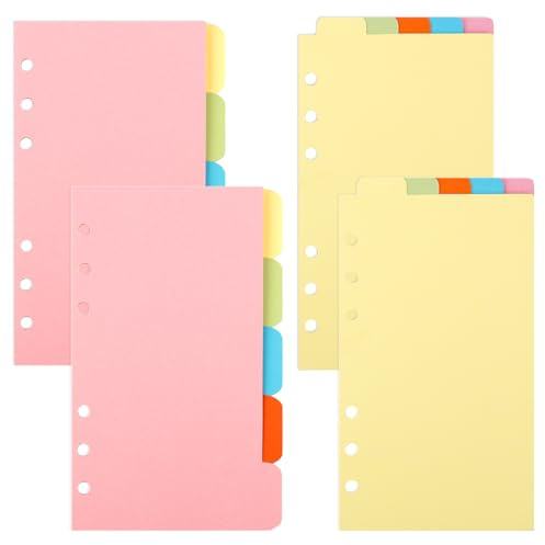 Framendino, Set di 4 divisori per raccoglitori A6, 2 set di linguette verticali e divisori orizzontali per fogli per raccoglitori ad anelli a 6 fori, agenda, agenda, ufficio