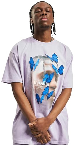Mister Tee Le Papillon Oversize Tee, T-shirt, Uomo, Viola (Lilac), XL