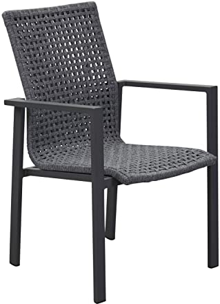 LC Garden Unicamo Sunrope Stapelstuhl mit Rope-Geflecht in anthrazit Gartenstuhl, stapelbarer Outdoor Bistrostuhl