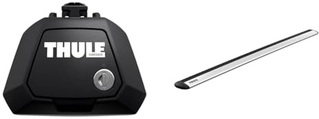 Thule Raised Rail Evo Fußsatz für Fahrzeuge mit offener Reling, 710410, Black (schwarz), Einheitsgröße & 711400 WingBar Evo Silber, Set of 2 Aluminium 135 cm