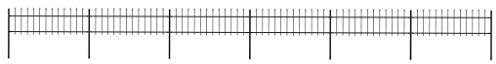 Camerina Gartenzaun mit Speerspitzen Stahl 10,2 x 0,6 m Schwarz Dekorative ZäUne Gartenzaun Zaunelemente Metall Metallzaun Steckzaun