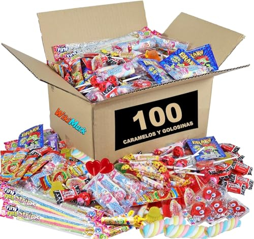 100 bonbons, friandises et bonbons remplis de piñata sans allergènes WikiMark - Pour remplir les sacs d'anniversaire, de fête, de Noël et d'Halloween. Sans gluten et sans lait.
