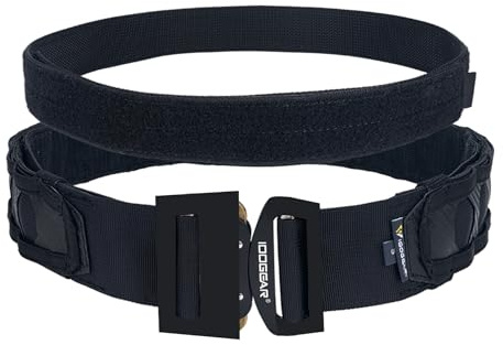 IDOGEAR Cintura Tattica Molle Cintura da Combattimento Rigger a sgancio rapido da 2 Pollici con Gancio e Passante Interno da 1,5 Pollici (Medium, Black)