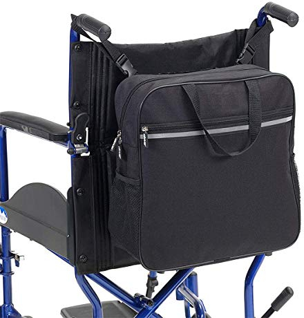 KhUKhu Rollstuhltasche für die Stuhllehne mit Taschen, Zubehör für Mobilitätsgeräte, Rollstuhl-Armlehnenzubehör, Seitentasche mit Taschen und reflektierendem Streifen für Elektrorollstühle