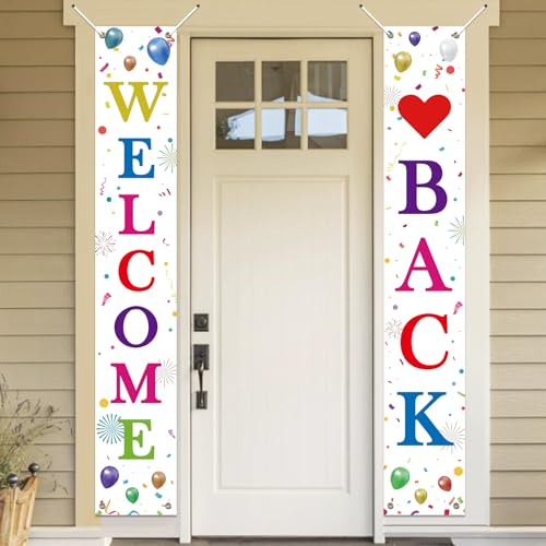 Koliphy Decorazioni Welcome Back, Banner Bentornato per Feste in Famiglia, Aula, Scuola, Stagionali, Porte - 70.8 x 11.8 Pollici, Bianca
