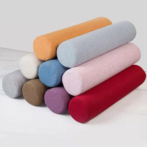 qing yun Almohada redonda para sofá, apoyabrazos, cojín de apoyo, almohada cilíndrica para yoga, colchón de relleno de espacio para cabeza, cuello, soporte lumbar (10 x 90 cm, negro)
