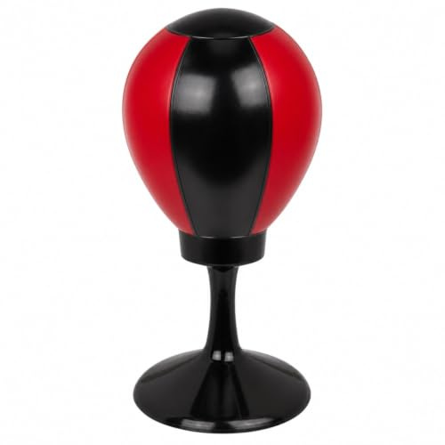 MIJOMA Mini Boxsack mit Saugnapf – Tisch-Punchingball Rot-Schwarz, 16 cm | Kompakter Mini Boxsack mit Saugnapf, PU-Oberfläche und 16 cm Höhe für kurze Schlagübungen am Tisch
