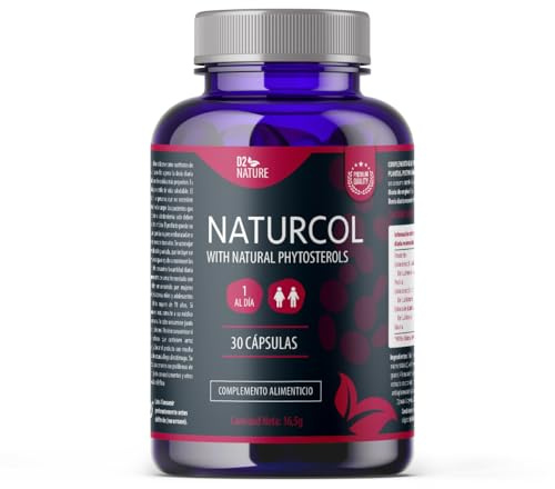 Naturcol con Fitosteroles Naturales - Arroz Rojo Colesterol Capsulas - Reducción del Colesterol LDL - Circulación Sanguínea - Metabolismo Carbohidratos Grasas y Proteínas - Vitamina B3 | D2 Nature
