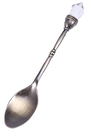 BESTonZON Cucchiaino da Caffè in Lega di Zinco Design Classico da Corte Retrò Testa Incastonata di Diamante, per Mescolare Bevande in Caffetteria o Negozio di Tè