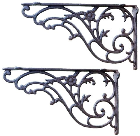 tow000ack Regalträger Regalhalterungen aus Gusseisen,Regalwinkel Antik,Schwimmende Metall Regalhalter,Regalstützen Halterung Dekorative Wandregalhalterungen,mit Schrauben,2 Stück