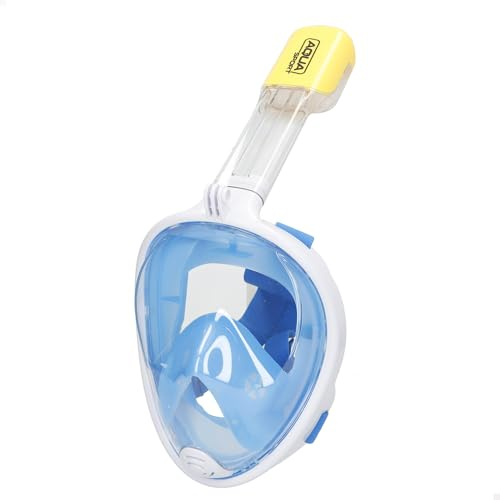 AKTIVE Pro AQ Máscara de Buceo, Ajustable, Libre de látex, Hipoalergénica, Antisalpicaduras, 2 Colores, Azul, Turquesa, Envío Aleatorio, Soporte para cámara, Red Transporte, 7 años (54245)