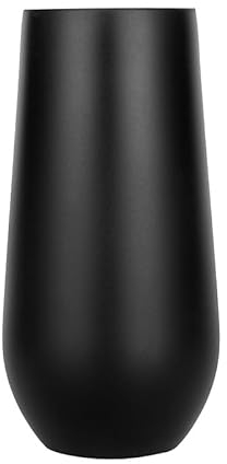 HalcyonFit Taza de acero inoxidable 304, elegante vaso de cerveza de oro rosa para cócteles, jugos, leche, elegante taza de metal para bares y vasos al aire libre (negro)