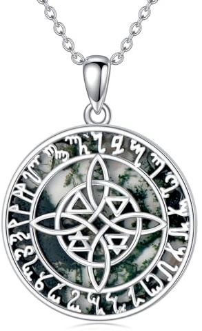 ROMANTICWORK Collana da strega, in argento Sterling 925, con nodo celtico, collana con ciondolo a forma di strega, Wicca, gioielli pagani, regalo per donne e ragazze, Argento sterling