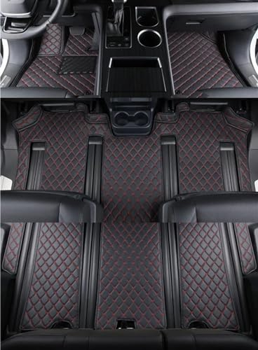 DZSGJNOF Fußmatten Auto Leder Auto Fußmatten Teppich Für Toyota Für Sienna 7 Sitze 2021-2022 Auto Nach Maß Innen Details Teppiche Fuß Pads Zubehör Automatte Fußmatte (Color : Schwarz Rot)