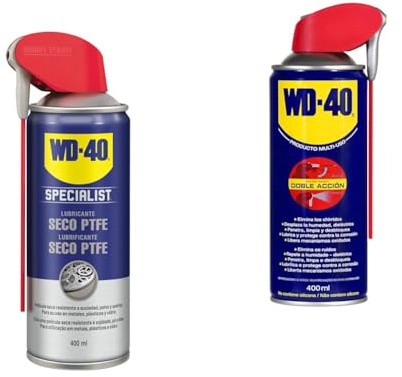 WD-40 Lubricante seco con PTFE, La fórmula deja una película protectora & Producto Multi-Uso- Spray 400ml-Lubrica, Afloja, Protege del óxido, Dieléctrico