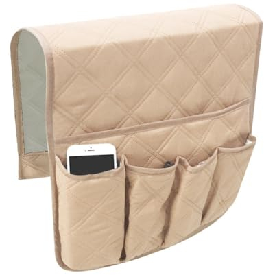 MOTTK Armlehnenbezüge für Sofa, 90 x 34 cm, wasserdichter Möbelschutz, passend für Nachttisch, Wand, Schreibtischstuhl, platzsparender Sessel-Schonbezug mit 5 Taschen, Beige