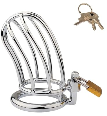 Peniskäfig aus Metall Sexspielzeug für Männer, Keuschheitskäfig mit 3 Ringgrößen und Zwei Verschiedenen Schlössern, SM Bondage-Werkzeug für Penistraining (Padlocks,45mm)