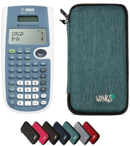 TI-30XS MultiView inkl. WYNGS Schutztasche Türkis - Wissenschaftlicher Taschenrechner - Basic Set