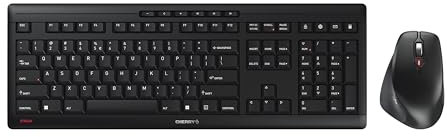 CHERRY STREAM DESKTOP COMFORT, Clavier et Souris Sans Fil, Disposition UE (QWERTY), 2,4 GHz, Touches Silencieuses, Souris Ergonomique Pour Droitiers, Noir