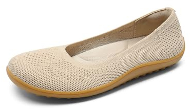 DREAM PAIRS Balettskor för kvinnor, bred tålåda, stickade platta skor för kvinnor med fotvalvstöd, bekväm slip-on uppklädda resor arbete affärer kontorsskor för kvinnor, NAKEN, 37.5 EU