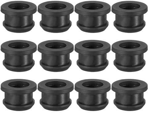 PATIKIL 15mm / 9/16 Inch Drill Hole,7/16 Inch ID Rubber Grommets, 12Pcs Top Hat Grommet for Wiring Eyelet Ring Gasket Automotive Firewall Cable Hole Plugs Wires Protection, Black