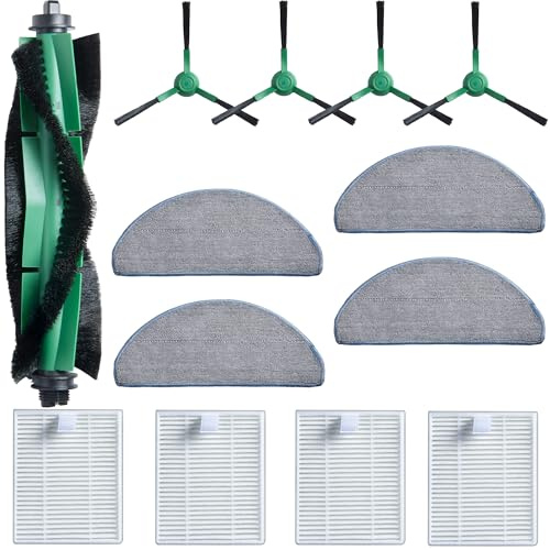 13 Piezas Accesorios para iRobot Roomba Combo 2 Essential Y0140/Y0112/Y0110, para Roomba 105 Combo Repuesto Aspiradora, 1 Cepillos Principales, 4 Paños de Mopa, 4 Filtros, 4 Cepillos Laterales