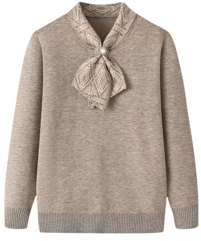 AOOPOO Pull Hiver Femme Senior Pullover Manches Longues Doublé Polaire Pull Tricoté D'Âge Moyen et Âgés Vieille Dame Thermique Haut Décontracté Grand-Mère Manteau Veste Printemps Automne Pull Chaud
