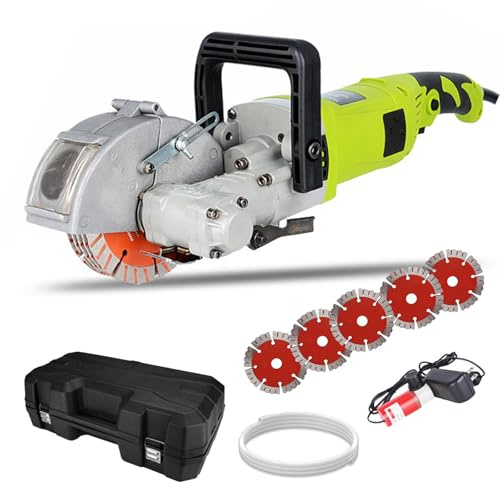 XRSMOU Máquina Cortadora De Rozadora De Pared, Máquinas Ranuradoras De Pared, con Hojas De Sierra De 125 Mm, Sierra De Concreto Eléctrica, para Pisos De Mármol De Ladrillo (Green)