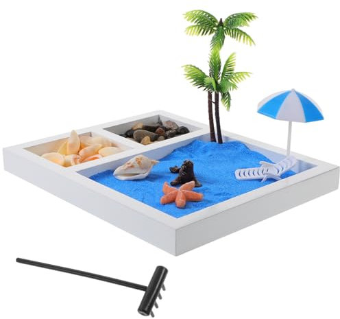 OFFIGAM 1set Decorazione Miniatura Giapponese Per Spiaggia Zen Paesaggio Sabbia Per Scrivania Per Relax e Arredamento Domestico
