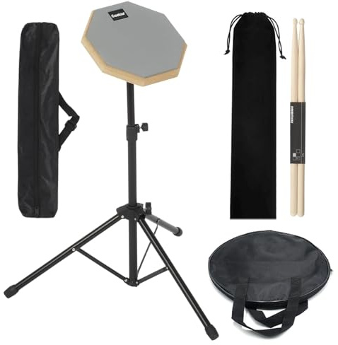 Drum Practice Pad, Schlagzeug Übungspad, Drum Pad Set, Leises Übungspad, Leises Übungs Drum Pad, Dumb Drum Practice Pad mit Massivholz Drumsticks, Regal und Übungspad Aufbewahrungstasche
