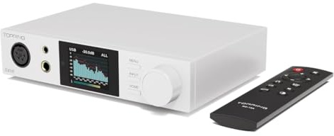 TOPPING DX5 II Vollständig Balancierter DAC Kopfhörerverstärker 7600mW x 7600mW, Doppel ES9039Q2M Chips DAC Verstärker-Kombination, 6,35 mm/4,4 mm/4 polig XLR-Ohrhörerverstärker (Weiß)