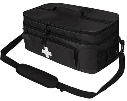 perfeclan Sac de premiers secours vide, organiseur avec sangle réglable, fournitures d'urgence, sac de rangement médical portable pour salle de sport, lieu, Noir