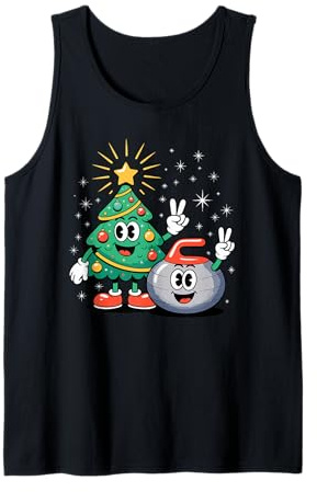 Navidad Árbol Piedra De Curling X-Mas Curler Camiseta sin Mangas