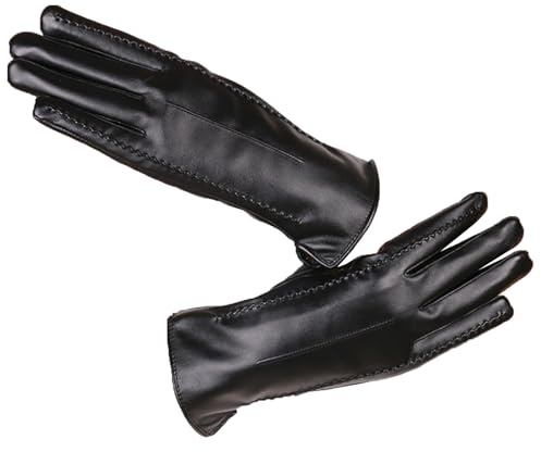 Quorvex Guantes De Invierno De Piel | Táctiles con Forro Polar Calientamanos,Guantes De Invierno De Piel para Damas,para Conducir, Enviar Mensajes, Ciclismo, Equitación, Senderismo
