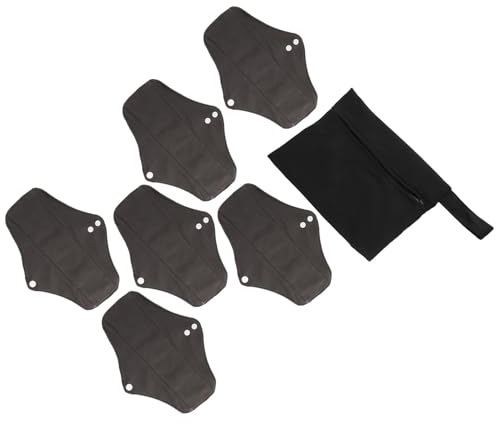 GARVALON Toalla Menstrual Reutilizable Negra para Mujer, Set Lavable y Transpirable, Adecuado para Uso Exterior y Menstruación Segura