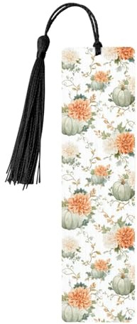 Clusters Of Pumpkins Dahlias Marque-pages en bois doux avec pompons pour travaux manuels, marque-pages pour lecteurs amateurs de livres